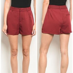 HONEY PUNCH WINE WHITE PIN STRIPE SHORTS